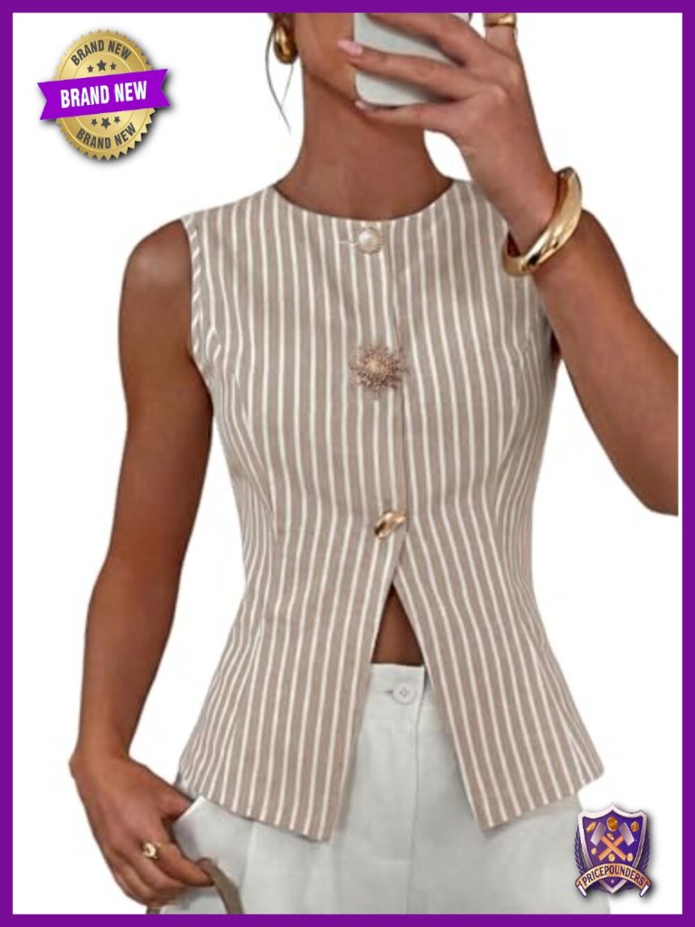 Women's Business Casual Sleeveless V-Neck Waistcoat Vest Top